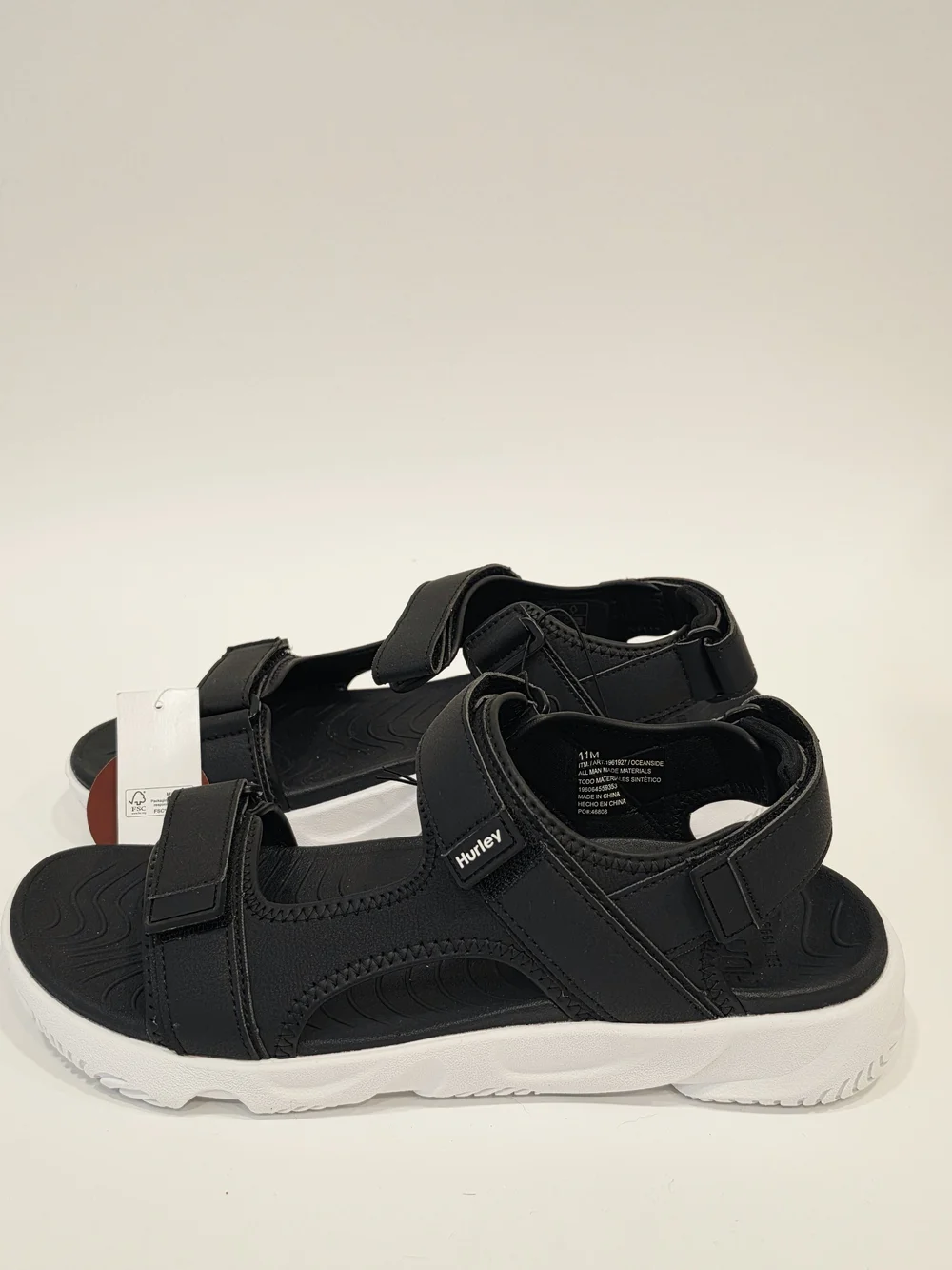 Hurley Black and White Men's Sport Sandals